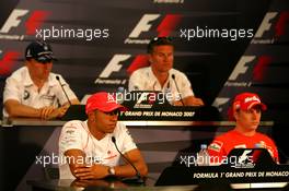 23.05.2007 Monte Carlo, Monaco,  Kimi Raikkonen (FIN), Räikkönen, Scuderia Ferrari, Lewis Hamilton (GBR), McLaren Mercedes, David Coulthard (GBR), Red Bull Racing and Robert Kubica (POL),  BMW Sauber F1 Team - Formula 1 World Championship, Rd 5, Monaco Grand Prix, Wednesday Press Conference