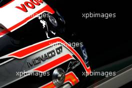 23.05.2007 Monte Carlo, Monaco,  Fernando Alonso (ESP), McLaren Mercedes, helmet, with Steinmetz Diamonds - Formula 1 World Championship, Rd 5, Monaco Grand Prix, Wednesday