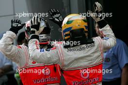 08.04.2007 Kuala Lumpur, Malaysia,  Winner, 1st, Fernando Alonso (ESP), McLaren Mercedes, MP4-22 and 2nd, Lewis Hamilton (GBR), McLaren Mercedes, MP4-22 - Formula 1 World Championship, Rd 2, Malaysian Grand Prix, Sunday Podium