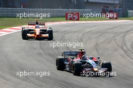 26.08.2007 Istanbul, Turkey,  Sebastian Vettel (GER), Scuderia Toro Rosso, STR02 , Adrian Sutil (GER), Spyker F1 Team, F8-VII-B - Formula 1 World Championship, Rd 12, Turkish Grand Prix, Sunday Race