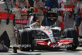 26.08.2007 Istanbul, Turkey,  Lewis Hamilton (GBR), McLaren Mercedes, MP4-22 pit stop - Formula 1 World Championship, Rd 12, Turkish Grand Prix, Sunday Race