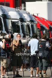 25.08.2007 Istanbul, Turkey,  Photographers including Russell Batchelor (GBR), in the paddock - Formula 1 World Championship, Rd 12, Turkish Grand Prix, Saturday