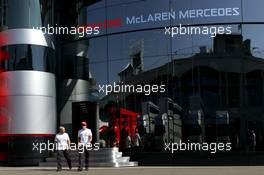 25.08.2007 Istanbul, Turkey,  Fernando Alonso (ESP), McLaren Mercedes walks out of the McLaren Mercedes motorhome - Formula 1 World Championship, Rd 12, Turkish Grand Prix, Saturday