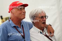 25.08.2007 Istanbul, Turkey,  Niki Lauda (AUT), Former F1 world champion and RTL TV pundit with Bernie Ecclestone (GBR) - Formula 1 World Championship, Rd 12, Turkish Grand Prix, Saturday