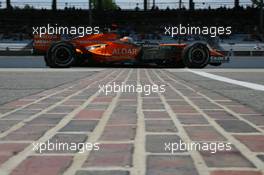 15.06.2007 Indianapolis, USA,  Feature at Start / Finish Line, Adrian Sutil (GER), Spyker F1 Team, F8-VII - Formula 1 World Championship, Rd 7, United States Grand Prix, Friday Practice