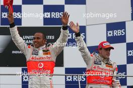 17.06.2007 Indianapolis, USA,  1st place Lewis Hamilton (GBR), McLaren Mercedes and 2nd place Fernando Alonso (ESP), McLaren Mercedes  - Formula 1 World Championship, Rd 7, United States Grand Prix, Sunday Podium