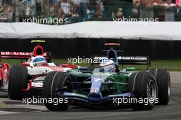 17.06.2007 Indianapolis, USA,  Jenson Button (GBR), Honda Racing F1 Team, RA107 and Anthony Davidson (GBR), Super Aguri F1 Team, SA07 - Formula 1 World Championship, Rd 7, United States Grand Prix, Sunday Race