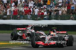 17.06.2007 Indianapolis, USA,  Lewis Hamilton (GBR), McLaren Mercedes, MP4-22 and Fernando Alonso (ESP), McLaren Mercedes, MP4-22 - Formula 1 World Championship, Rd 7, United States Grand Prix, Sunday Race
