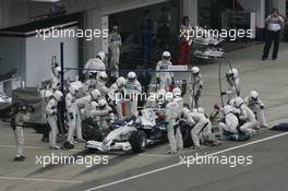 17.06.2007 Indianapolis, USA,  Sebastian Vettel (GER), BMW Sauber F1 Team pit stop - Formula 1 World Championship, Rd 7, United States Grand Prix, Sunday Race