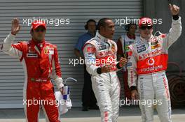 16.06.2007 Indianapolis, USA,  Pole Position, 1st, Lewis Hamilton (GBR), McLaren Mercedes, MP4-22, 2nd, Fernando Alonso (ESP), McLaren Mercedes, MP4-22, 3rd, Felipe Massa (BRA), Scuderia Ferrari, F2007  - Formula 1 World Championship, Rd 7, United States Grand Prix, Saturday Qualifying