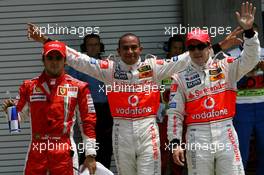 16.06.2007 Indianapolis, USA,  Pole Position, 1st, Lewis Hamilton (GBR), McLaren Mercedes, MP4-22, 2nd, Fernando Alonso (ESP), McLaren Mercedes, MP4-22, 3rd, Lewis Hamilton (GBR), McLaren Mercedes, MP4-22 - Formula 1 World Championship, Rd 7, United States Grand Prix, Saturday Qualifying