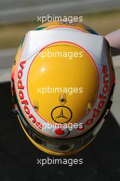 17.01.2007 Valencia, Spain,  HELMET of Lewis Hamilton (GBR), McLaren Mercedes  - Formula 1 Testing