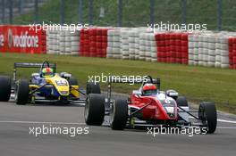 01.09.2007 Nürburg, Germany,  Filip Salaquarda (CZE), HBR Motorsport, Dallara F306 Mercedes, leads Harald Schlegelmilch (LVA), HS Technik, Dallara F306 Mercedes - F3 Euro Series 2007 at Nürburgring