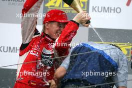 01.09.2007 Nürburg, Germany,  Podium, Nico Hülkenberg (GER), ASM Formula 3, Portrait, spraying champaign - F3 Euro Series 2007 at Nürburgring