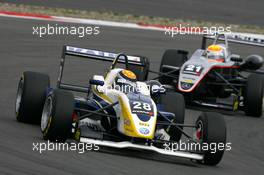 01.09.2007 Nürburg, Germany,  Marco Holzer (GER), AM-Holzer Rennsport, Dallara F305 Volkswagen, leads Cyndie Allemann (SUI), Manor Motorsport, Dallara F306 Mercedes - F3 Euro Series 2007 at Nürburgring