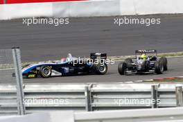 01.09.2007 Nürburg, Germany,  Renger van der Zande (NED), Prema Powerteam, Dallara F306 Mercedes touches Romain Grosjean (FRA), ASM Formula 3, Dallara F305 Mercedes in the Mercedes chicane. - F3 Euro Series 2007 at Nürburgring