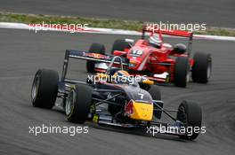 02.09.2007 Nürburg, Germany,  Sébastien Buemi (SUI), ASL Mücke Motorsport, Dallara F305 Mercedes, leads Nico Hülkenberg (GER), ASM Formula 3, Dallara F305 Mercedes - F3 Euro Series 2007 at Nürburgring