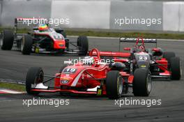 02.09.2007 Nürburg, Germany,  Nico Hülkenberg (GER), ASM Formula 3, Dallara F305 Mercedes, leads Dani Clos (ESP), Signature-Plus, Dallara F305 Mercedes and Yelmer Buurman (NED), Manor Motorsport, Dallara F305 Mercedes - F3 Euro Series 2007 at Nürburgring