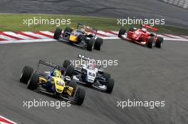 02.09.2007 Nürburg, Germany,  Harald Schlegelmilch (LVA), HS Technik, Dallara F306 Mercedes, leads Romain Grosjean (FRA), ASM Formula 3, Dallara F305 Mercedes, Sébastien Buemi (SUI), ASL Mücke Motorsport, Dallara F305 Mercedes and Nico Hülkenberg (GER), ASM Formula 3, Dallara F305 Mercedes - F3 Euro Series 2007 at Nürburgring