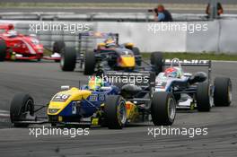 02.09.2007 Nürburg, Germany,  Harald Schlegelmilch (LVA), HS Technik, Dallara F306 Mercedes, leads Romain Grosjean (FRA), ASM Formula 3, Dallara F305 Mercedes, Sébastien Buemi (SUI), ASL Mücke Motorsport, Dallara F305 Mercedes and Nico Hülkenberg (GER), ASM Formula 3, Dallara F305 Mercedes - F3 Euro Series 2007 at Nürburgring