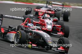 02.09.2007 Nürburg, Germany,  Edoardo Mortara (ITA), Signature-Plus, Dallara F305 Mercedes, leads Sergey Afanasiev (RUS), HBR Motorsport, Dallara F305 Mercedes - F3 Euro Series 2007 at Nürburgring