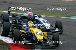 02.09.2007 Nürburg, Germany,  Harald Schlegelmilch (LVA), HS Technik, Dallara F306 Mercedes, leads Romain Grosjean (FRA), ASM Formula 3, Dallara F305 Mercedes - F3 Euro Series 2007 at Nürburgring