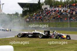 02.09.2007 Nürburg, Germany,  Cyndie Allemann (SUI), Manor Motorsport, Dallara F306 Mercedes spun in the Kurzanbindung and took Tom Dillmann (FRA), ASM Formula 3, Dallara F306 Mercedes with her of track. - F3 Euro Series 2007 at Nürburgring