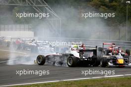 02.09.2007 Nürburg, Germany,  Cyndie Allemann (SUI), Manor Motorsport, Dallara F306 Mercedes spun in the Kurzanbindung and took Tom Dillmann (FRA), ASM Formula 3, Dallara F306 Mercedes with her of track. - F3 Euro Series 2007 at Nürburgring