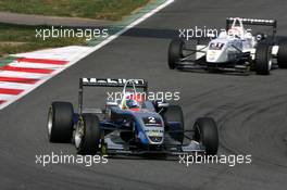 23.09.2007 Barcelona, Spain,  Romain Grosjean (FRA), ASM Formula 3, Dallara F305 Mercedes, leads .Maximilian Götz (GER), R.C. Motorsport, Dallara F306 Volkswagen - F3 Euro Series 2007 at Circuit de Catalunya