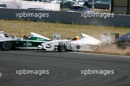 06.05.2007 Oschersleben, Germany,  Incident at the first corner, involving Tiago Geronimi (BRA), Eifelland Racing, Johannes Seidlitz (GER), G&J Motorsport, Samuel Curridor (LUX), Team Zinner and Timo Walter (GER), IBEX Motorsport - Formula BMW Germany Championship 2007, Round 1 & 2, Motorsport Arena Oschersleben, 2nd Race - For further information and more images please register at www.formulabmw-images.com - This image is free for editorial use only. Please use for Copyright/Credit: c BMW AG