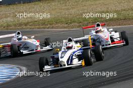 06.05.2007 Oschersleben, Germany,  Niall Quinn (IRL), AM-Holzer Rennsport GmbH, leads Markus Pommer (GER), ASL-Mücke Motorsport - Formula BMW Germany Championship 2007, Round 1 & 2, Motorsport Arena Oschersleben, 2nd Race - For further information and more images please register at www.formulabmw-images.com - This image is free for editorial use only. Please use for Copyright/Credit: c BMW AG