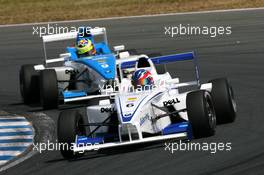 05.05.2007 Oschersleben, Germany,  Maxim Wagner (AUT), ASL-Mücke Motorsport, leads Mathijs Harkema (NED), Josef Kaufmann Racing - Formula BMW Germany Championship 2007, Round 1 & 2, Motorsport Arena Oschersleben, 1st Race - For further information and more images please register at www.formulabmw-images.com - This image is free for editorial use only. Please use for Copyright/Credit: c BMW AG