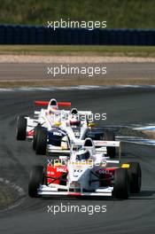06.05.2007 Oschersleben, Germany,  Daniel Campos (ESP), Eifelland Racing, leads Niall Quinn (IRL), AM-Holzer Rennsport GmbH and Markus Pommer (GER), ASL-Mücke Motorsport - Formula BMW Germany Championship 2007, Round 1 & 2, Motorsport Arena Oschersleben, 2nd Race - For further information and more images please register at www.formulabmw-images.com - This image is free for editorial use only. Please use for Copyright/Credit: c BMW AG