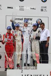 23.06.2007 Nürnberg, Germany,  Podium, Marco Wittmann (GER), Josef Kaufmann Racing, Daniel Campos (ESP), Eifelland Racing, Jens Klingmann (GER), Eifelland Racing, Niall Quinn (IRL), AM-Holzer Rennsport GmbH, Dr. Mario Theissen (GER), BMW Motorsport Director - Formula BMW Germany Championship 2007, Round 5 & 6, Norisring, 1st Race - For further information and more images please register at www.formulabmw-images.com - This image is free for editorial use only. Please use for Copyright/Credit: c BMW AG