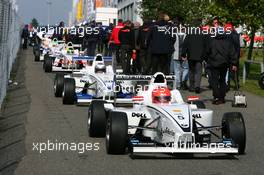 31.08.2007 Nürburg, Germany,  Cars driving away from the assembly area before qualifying - Formula BMW Germany Championship 2007, Round 13 & 14, Nürburgring, Qualifying - For further information and more images please register at www.formulabmw-images.com - This image is free for editorial use only. Please use for Copyright/Credit: c BMW AG