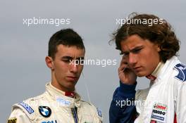 31.08.2007 Nürburg, Germany,  Michael Zettl (GER), Portrait (left) and Luuk Glansdorp (NED), Portrait, listen to some music before the qualifying session - Formula BMW Germany Championship 2007, Round 13 & 14, Nürburgring, Qualifying - For further information and more images please register at www.formulabmw-images.com - This image is free for editorial use only. Please use for Copyright/Credit: c BMW AG