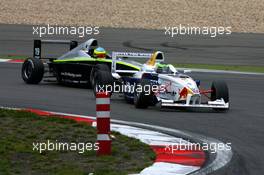 02.09.2007 Nürburg, Germany,  Kevin Mirocha (GER), ASL-Mücke Motorsport, leads Carlos Gaitan (COL), GU-Racing Team International - Formula BMW Germany Championship 2007, Round 13 & 14, Nürburgring, 2nd Race - For further information and more images please register at www.formulabmw-images.com - This image is free for editorial use only. Please use for Copyright/Credit: c BMW AG