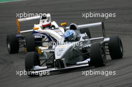 02.09.2007 Nürburg, Germany,  Mathijs Harkema (NED), Josef Kaufmann Racing, leads Niall Quinn (IRL), AM-Holzer Rennsport GmbH - Formula BMW Germany Championship 2007, Round 13 & 14, Nürburgring, 2nd Race - For further information and more images please register at www.formulabmw-images.com - This image is free for editorial use only. Please use for Copyright/Credit: c BMW AG