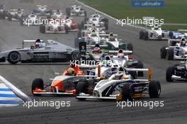 13.10.2007 Hockenheim, Germany,  Start of the race 17, Niall Quinn (IRL), AM-Holzer Rennsport GmbH, Esteban Gutierrez (MEX), Jens Klingmann (GER), Eifelland Racing - Formula BMW Germany Championship 2007, Round 17 & 18, Hockenheimring, 1st Race - For further information and more images please register at www.formulabmw-images.com - This image is free for editorial use only. Please use for Copyright/Credit: c BMW AG