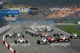 13.10.2007 Hockenheim, Germany,  Start of the race 17, Philipp Eng (AUT), ASL-Mücke Motorsport, Adrien Tambay (FRA), Josef Kaufmann Racing, Marco Wittmann (GER), Josef Kaufmann Racing, Daniel Campos (ESP), Eifelland Racing - Formula BMW Germany Championship 2007, Round 17 & 18, Hockenheimring, 1st Race - For further information and more images please register at www.formulabmw-images.com - This image is free for editorial use only. Please use for Copyright/Credit: c BMW AG
