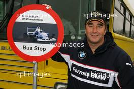 29..03.2007 Brands Hatch, England,  Nigel Mansell with the "class of 2007" at the Formula BMW UK Championship Season Launch for a lap of the circuit from driver instruction - Formula BMW UK Championship Launch 2007 - For further information and more images please register at www.formulabmw-images.com - This image is free for editorial use only. Copyright Free image Credit: c BMW AG
