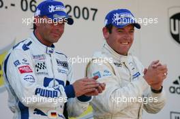 06.05.2007 Oschersleben, Germany,  Winner Richard Westbrook (GBR), ARAXA Racing PZ Reutlingen, Porsche 911 GT3 Cup second Place for Uwe Alzen (GER), HP Team Herberth, Porsche 911 GT3 Cup - Porsche Carrera Cup 2007 at Motorsport Arena Oschersleben