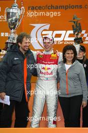 16.12.2007 Wembley, England,  Mattias Ekstrom (SWE) wins, with Fredrik Johnsson and Michelle Mouton - Race of Champions 2007