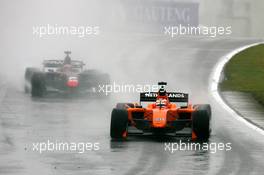 05.10.2008 Zandvoort, The Netherlands,  Jeroen Bleekemolen (NED), driver of A1 Team Netherlands leads Loic Duval (FRA), driver of A1 Team France - A1GP World Cup of Motorsport 2008/09, Round 1, Zandvoort, Sunday Race 1 - Copyright A1GP - Free for editorial usage
