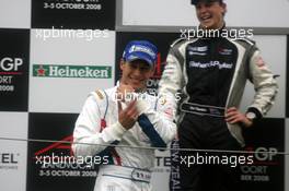 05.10.2008 Zandvoort, The Netherlands,  Podium, Loic Duval (FRA), driver of A1 Team France (3rd) proudly shows the TW Steel watch he won by finishing third - A1GP World Cup of Motorsport 2008/09, Round 1, Zandvoort, Sunday Race 1 - Copyright A1GP - Free for editorial usage