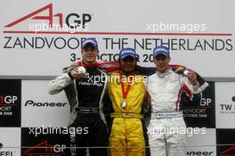 05.10.2008 Zandvoort, The Netherlands,  Earl Bamber (NZL), driver of A1 Team New Zealand,Fairuz Fauzy (MAL), driver of A1 Team Malaysia and Loic Duval (FRA), driver of A1 Team France  - A1GP World Cup of Motorsport 2008/09, Round 1, Zandvoort, Sunday Race 1 - Copyright A1GP - Free for editorial usage