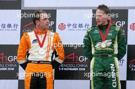 09.11.2008 Chengdu, China,  Robert Doornbos (NED), driver of A1 Team Netherlands, Adam Carroll (IRL), driver of A1 Team Ireland - A1GP World Cup of Motorsport 2008/09, Round 2, Chengdu, Sunday Race 1 - Copyright A1GP - Free for editorial usage
