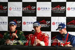 09.11.2008 Chengdu, China,  Press conference, Adam Carroll (IRL), driver of A1 Team Ireland, Filipe Albuquerque (POR), driver of A1 Team Portugal, Danny Watts (GBR), driver of A1 Team Great Britain - A1GP World Cup of Motorsport 2008/09, Round 2, Chengdu, Sunday Race 2 - Copyright A1GP - Free for editorial usage
