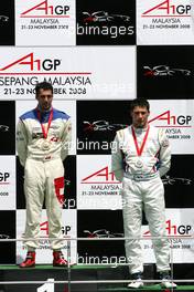 23.11.2008 Kuala Lumpur, Malaysia,  Neel Jani (SUI), driver of A1 Team Switzerland, Loic Duval (FRA), driver of A1 Team France, podium - A1GP World Cup of Motorsport 2008/09, Round 3, Sepang, Sunday Race 1 - Copyright A1GP - Free for editorial usage