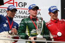 23.11.2008 Kuala Lumpur, Malaysia,  Marco Andretti (USA), driver of A1 Team USA, Adam Carroll (IRL), driver of A1 Team Ireland and Filipe Albuquerque (POR), driver of A1 Team Portugal - A1GP World Cup of Motorsport 2008/09, Round 3, Sepang, Sunday Race 2 - Copyright A1GP - Free for editorial usage